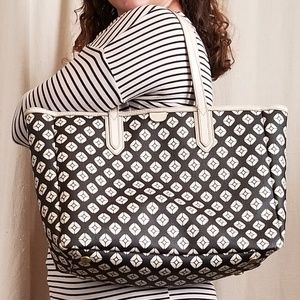 Fossil Sydney Signature Print Black/Bone Tote